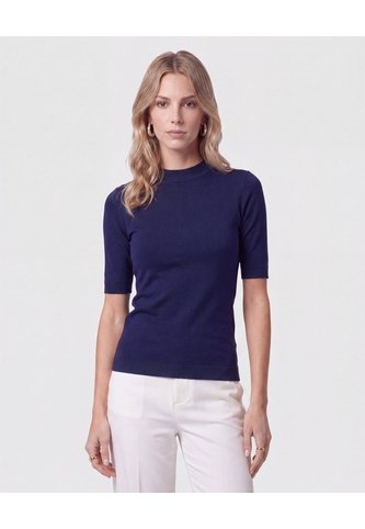 Camiseta De Punto Cuello Redondo   Para Mujer Azul Patprimo Patprimo