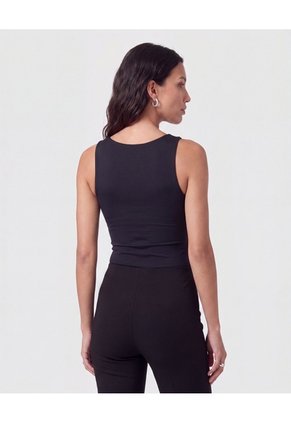 Top Sin Mangas Cuello U   Para Mujer Negro Patprimo