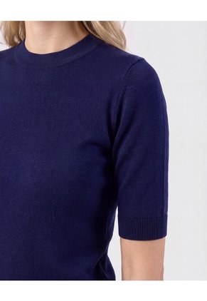Camiseta De Punto Cuello Redondo Para Mujer Azul Patprimo