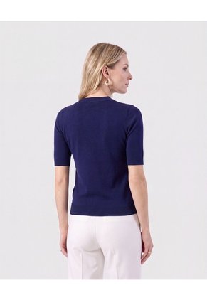 Camiseta De Punto Cuello Redondo Para Mujer Azul Patprimo