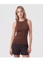 Camiseta Esqueleto Acanalada   Para Mujer Café Patprimo de Patprimo