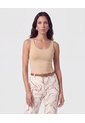 Top Sin Mangas Cuello U   Para Mujer Beige Patprimo de Patprimo