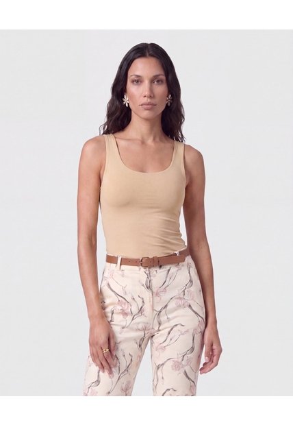 Top Sin Mangas Cuello U   Para Mujer Beige Patprimo