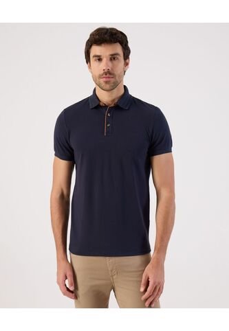Polo Slim Fit Con Detalles En Contraste  Para Hombre Azul Patprimo Patprimo