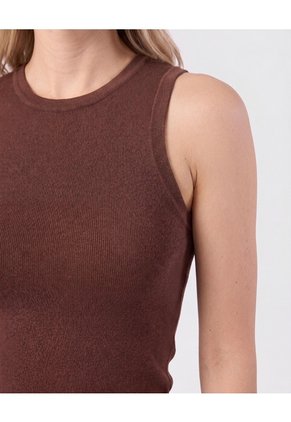 Camiseta Esqueleto Acanalada Para Mujer Café Patprimo