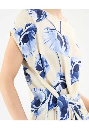 Blusa Estampada Con Anudado  Para Mujer Beige Patprimo
