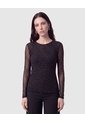 Camiseta Manga Larga De Malla   Para Mujer Negro Patprimo de Patprimo