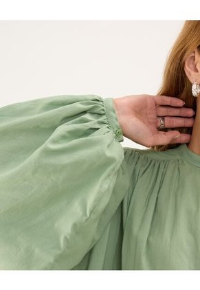Blusa Cuello Mao  Para Mujer Verde Patprimo