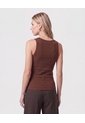Camiseta Esqueleto Acanalada   Para Mujer Café Patprimo de Patprimo