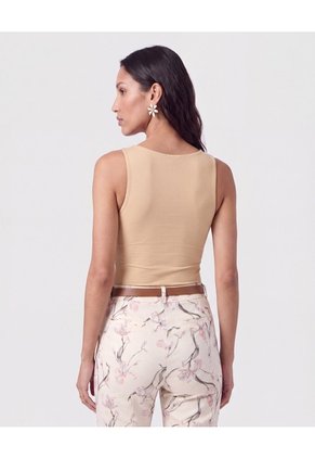 Top Sin Mangas Cuello U Para Mujer Beige Patprimo