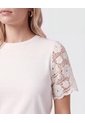 Camiseta Con Mangas De Encaje   Para Mujer Blanco Patprimo de Patprimo