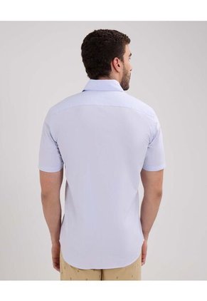 Camisa Manga Corta Unicolor Sin Bolsillo Para Hombre Azul Patprimo