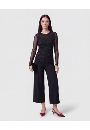 Camiseta Manga Larga De Malla Para Mujer Negro Patprimo