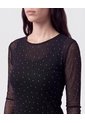 Camiseta Manga Larga De Malla   Para Mujer Negro Patprimo de Patprimo