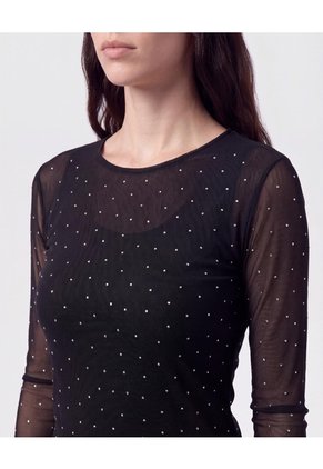 Camiseta Manga Larga De Malla Para Mujer Negro Patprimo
