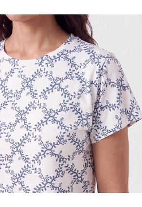 Camiseta Manga Corta Cuello Redondo Para Mujer Azul Patprimo