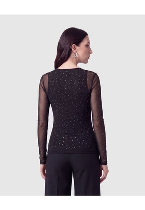 Camiseta Manga Larga De Malla Para Mujer Negro Patprimo
