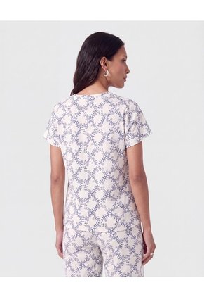 Camiseta Manga Corta Cuello Redondo Para Mujer Azul Patprimo