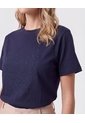 Camiseta Con Bordado De Relieve   Para Mujer Azul Patprimo de Patprimo