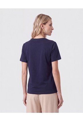 Camiseta Con Bordado De Relieve   Para Mujer Azul Patprimo