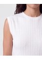 Camiseta Sin Mangas Textura Acanalada   Para Mujer Blanco Patprimo de Patprimo
