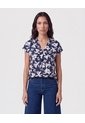 Camiseta Manga Casquillo Escote V   Para Mujer Azul Patprimo de Patprimo