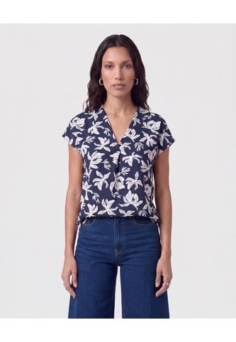 Camiseta Manga Casquillo Escote V   Para Mujer Azul Patprimo Patprimo