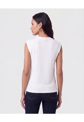 Camiseta Sin Mangas Textura Acanalada   Para Mujer Blanco Patprimo