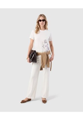 Camiseta Con Bordado Lateral Para Mujer Blanco Patprimo