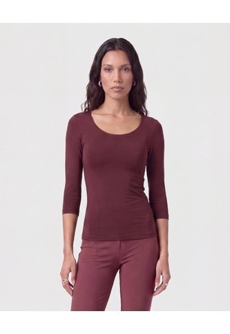 Camiseta Manga Tres Cuartos   Para Mujer Vino Patprimo Patprimo