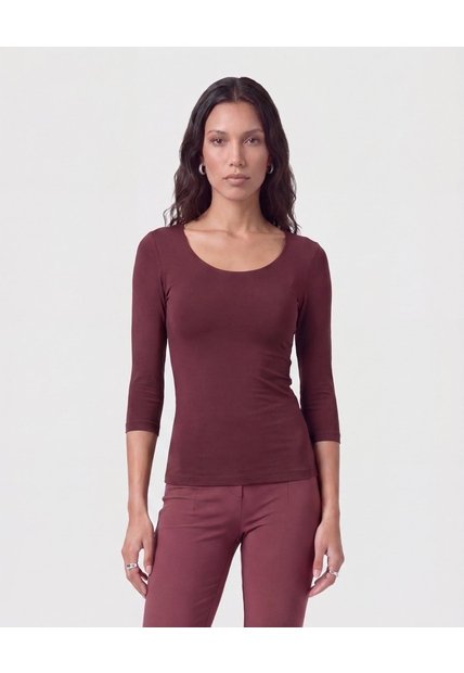 Camiseta Manga Tres Cuartos   Para Mujer Vino Patprimo