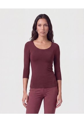 Camiseta Manga Tres Cuartos Para Mujer Vino Patprimo