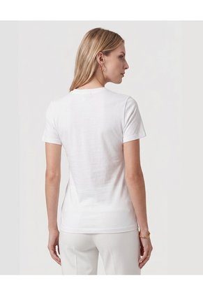 Camiseta Con Bordado Lateral Para Mujer Blanco Patprimo