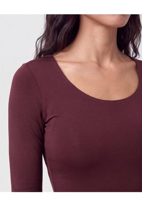 Camiseta Manga Tres Cuartos Para Mujer Vino Patprimo