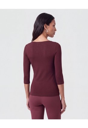 Camiseta Manga Tres Cuartos Para Mujer Vino Patprimo