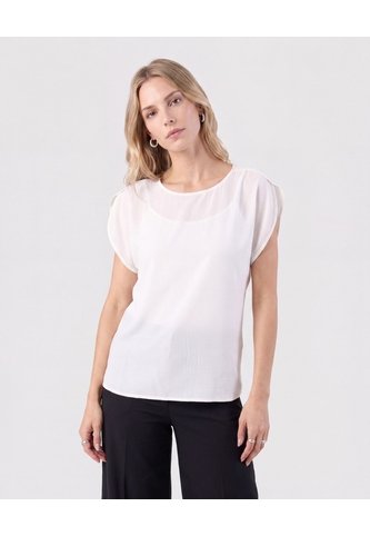 Blusa Manga Capa Corta   Para Mujer Blanco Patprimo Patprimo
