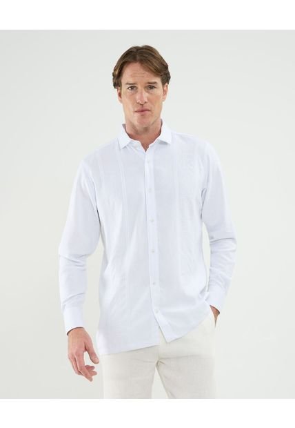 Camisa Guayabera Para Hombre Manga Larga Sin Bolsillo Color Blanco Marca Patprimo #44030397