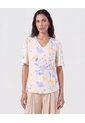 Blusa Cuello En V Manga Fluda   Para Mujer Amarillo Patprimo de Patprimo