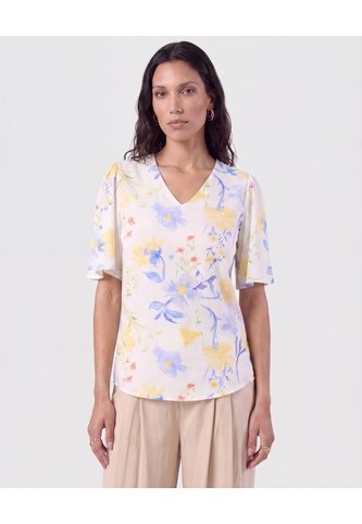 Blusa Cuello En V Manga Fluda   Para Mujer Amarillo Patprimo Patprimo