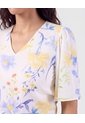 Blusa Cuello En V Manga Fluda   Para Mujer Amarillo Patprimo de Patprimo