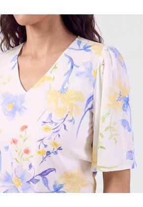Blusa Cuello En V Manga Fluda Para Mujer Amarillo Patprimo