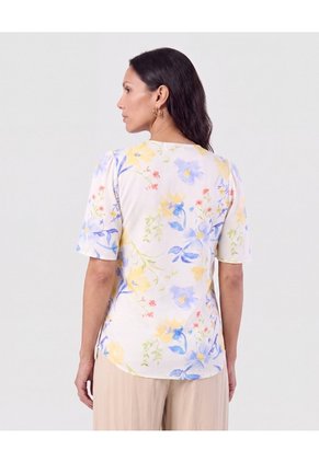Blusa Cuello En V Manga Fluda Para Mujer Amarillo Patprimo