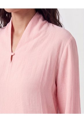 Blusa Manga Larga Cuello Mao Para Mujer Rosado Patprimo