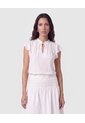 Blusa Manga Volante Y Lazo   Para Mujer Blanco Patprimo de Patprimo