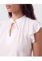 Blusa Manga Volante Y Lazo   Para Mujer Blanco Patprimo de Patprimo