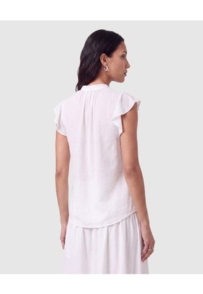 Blusa Manga Volante Y Lazo   Para Mujer Blanco Patprimo