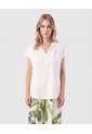 Blusa Cuello V Manga Corta   Para Mujer Blanco Patprimo de Patprimo