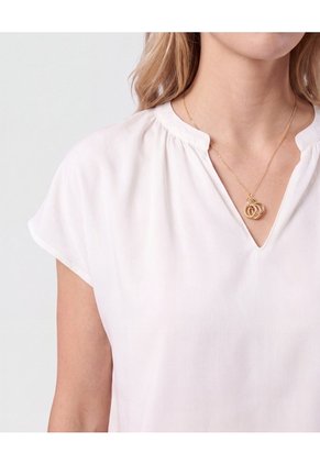 Blusa Cuello V Manga Corta Para Mujer Blanco Patprimo