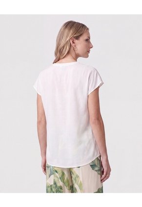 Blusa Cuello V Manga Corta Para Mujer Blanco Patprimo