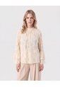 Blusa Encaje Manga Volante   Para Mujer Beige Patprimo de Patprimo